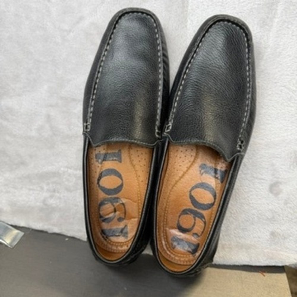 1901 Nordstrom Mens Black Pebbled Leather Driving‎ Loafers Size 9.5 M12811